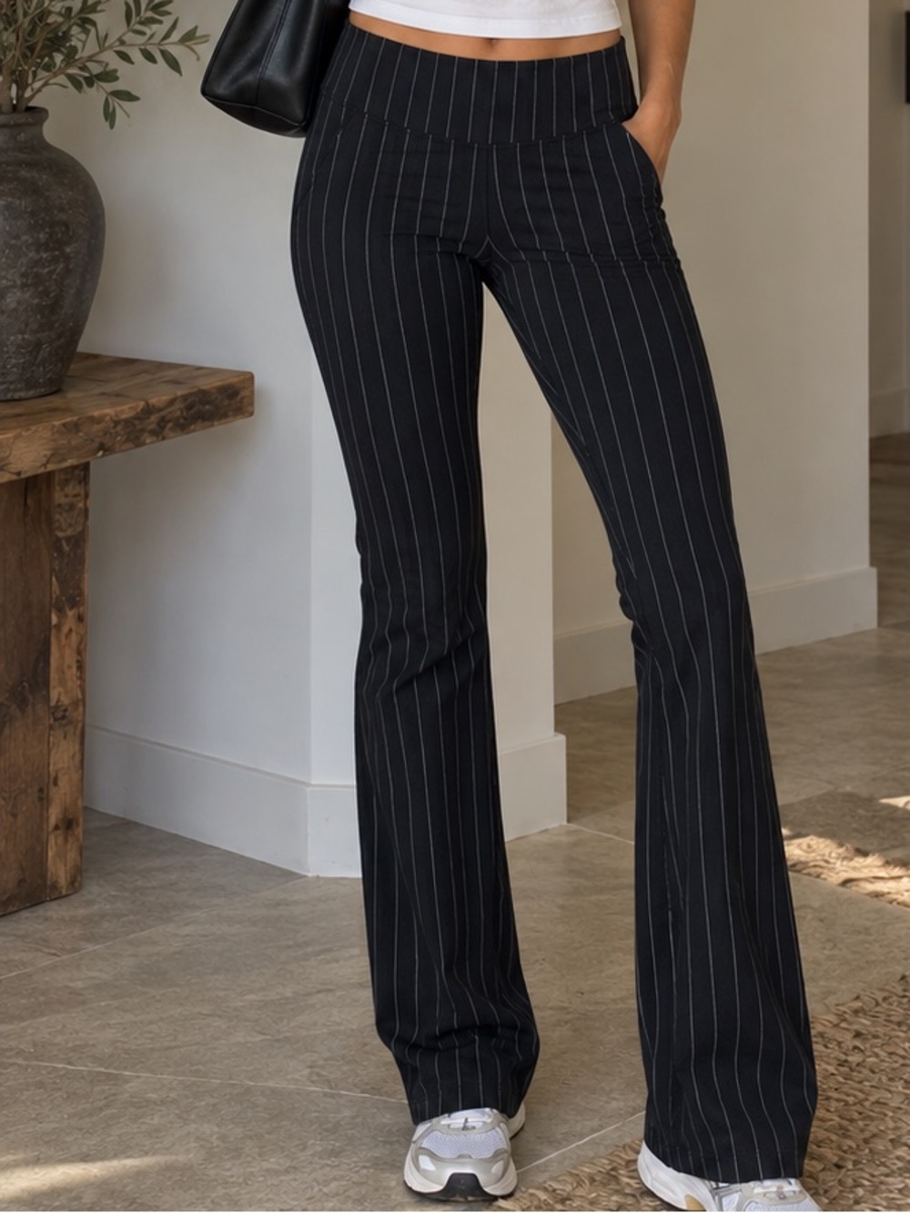 lululemon athletica Black Pinstripe Casual Yoga Pants